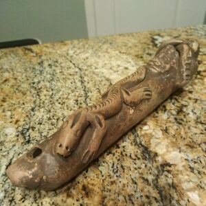 Clay Aztec Mayan Flute Hand Made Alligator Lizard